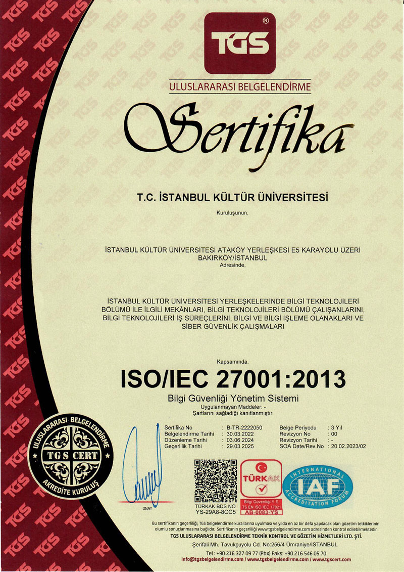 ISO 27001:2013 Bilgi Güvenliği Yönetim Sistemi 